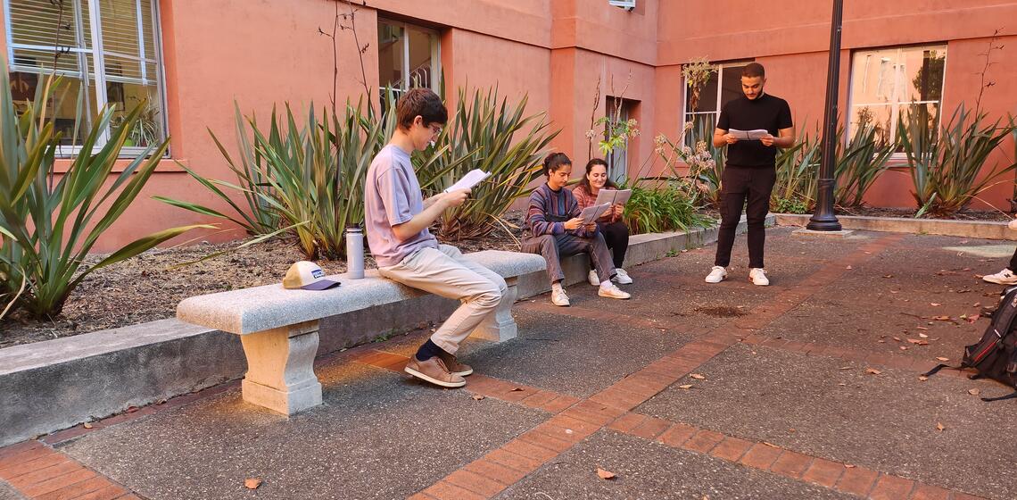 Armenian language students performing a theater play