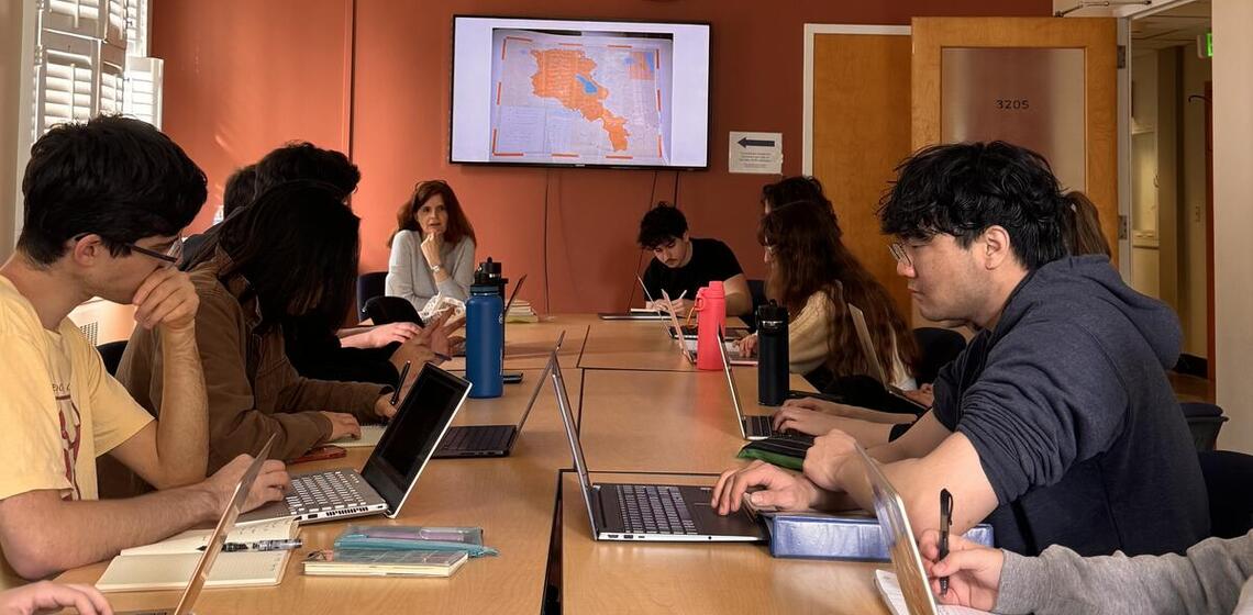 Students in Armenian History Seminar with Executive Director Dr. Derderian