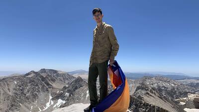 Ernest Baghdasaryan on the summit of Mt. Whitney